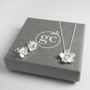 Silver Birthstone Necklace And Stud Earrings Set, 6 of 8