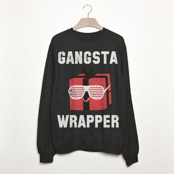 Gangsta Wrapper Women's Christmas Slogan Sweatshirt, 3 of 3