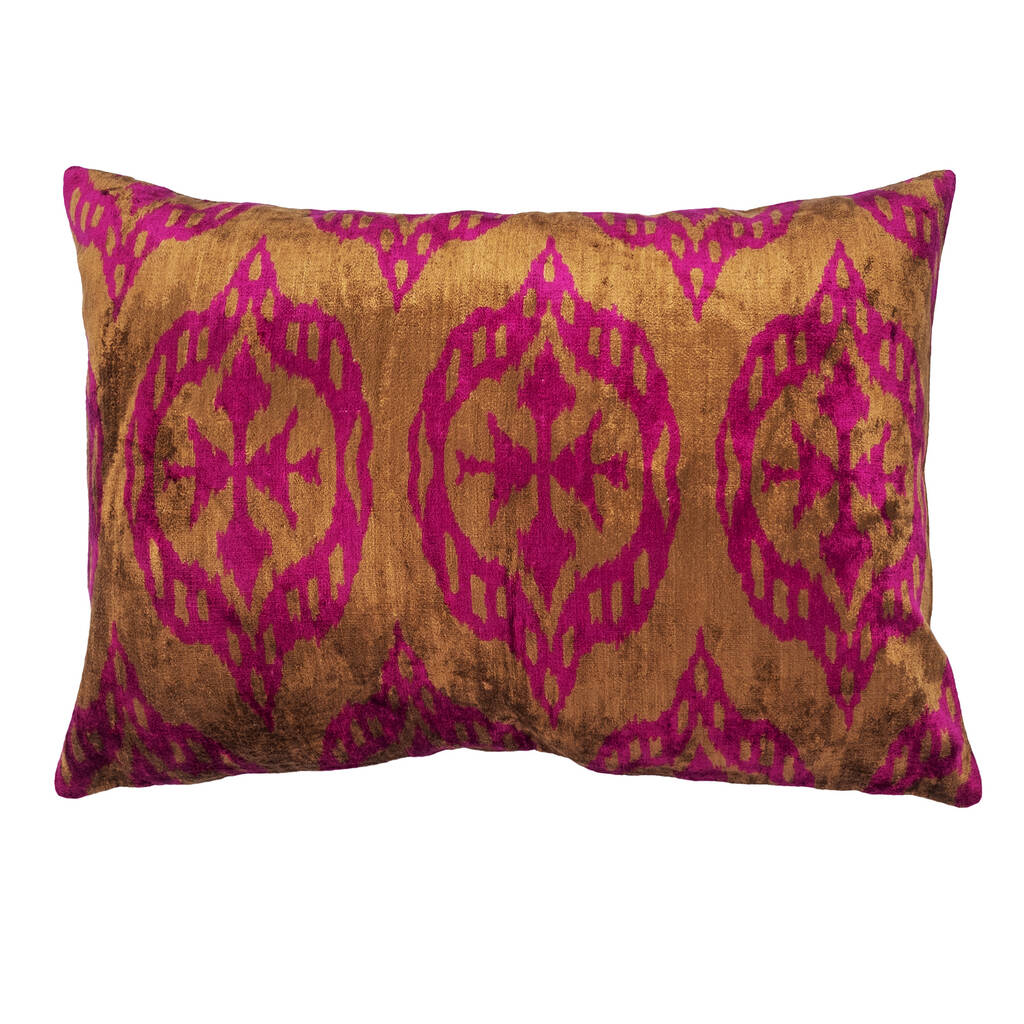 Brown And Fuchsia Silk Ikat Velvet Cushion Cover 40x60 By OyzShop ...