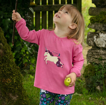 Kids Pink Unicorn Top | Organic Cotton, 3 of 12