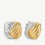 Silver And Gold Twisted Square Stud Earrings, Statement Jewellery, thumbnail 2 of 4