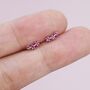 Extra Tiny Ruby Pink Cz Trio Stud Earrings, thumbnail 3 of 12