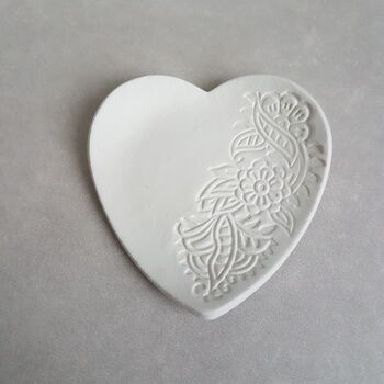 Henna Pattern Heart Shaped Clay Trinket Dish, 4 of 4