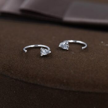 Cz Droplet Huggie Hoop Earrings In Sterling Silver Two, 4 of 11