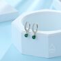 Tiny Emerald Green Cz Dangle Huggie Hoop, thumbnail 6 of 10