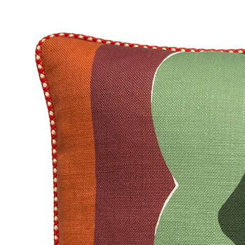 Grover Abstract Green Piped Linen Cushion, 6 of 8