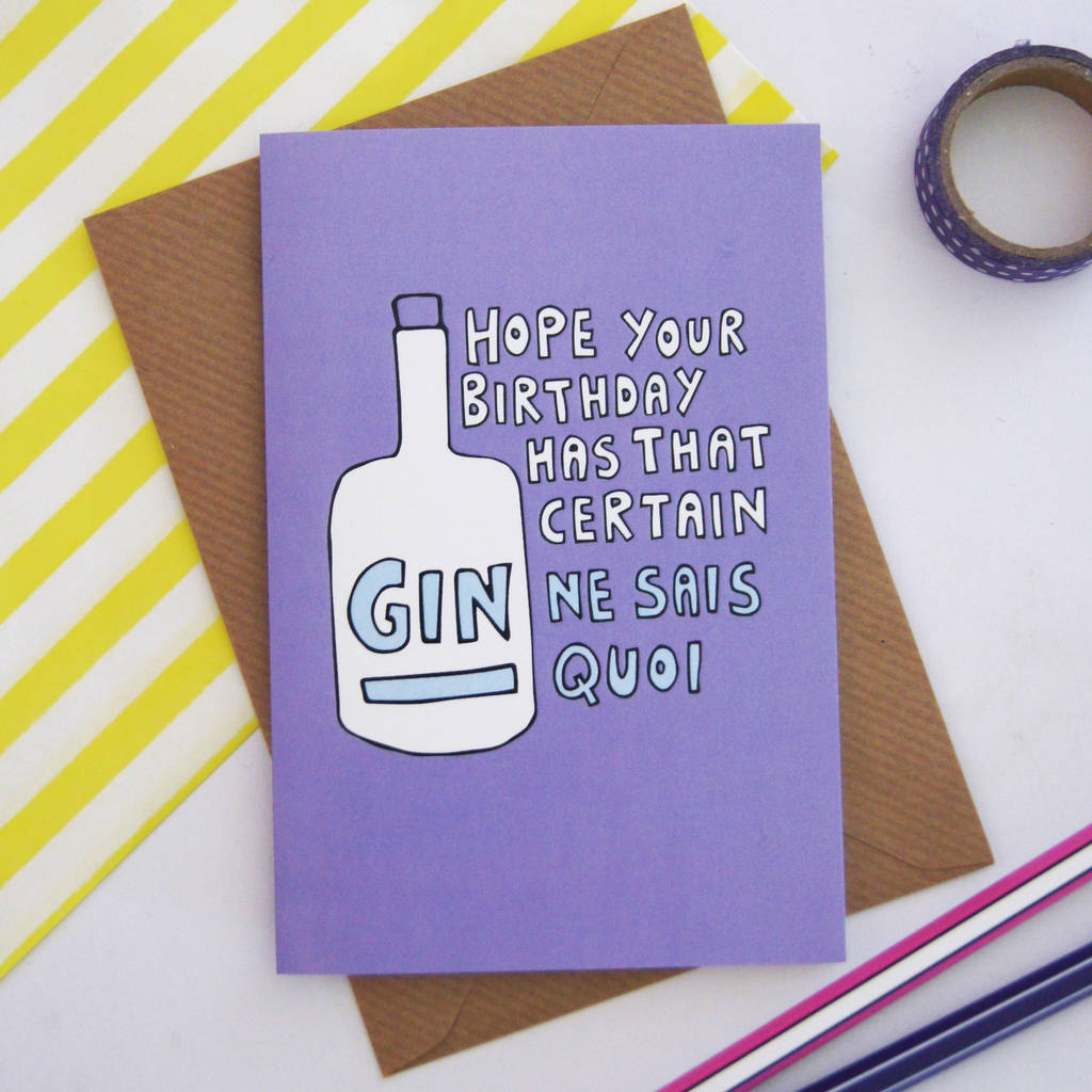 Funny Gin Birthday Card By Ladykerry Illustrated Gifts 