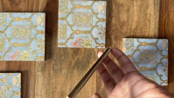 Set Of Six Wood Coasters With Case, Luxury Tableware, 8 of 9