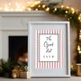 A4 Christmas Art Print, The Good List Club Pink Stripes, thumbnail 4 of 5