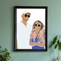 Custom Wedding Engagement Couple Family Portrait Print, thumbnail 6 of 11