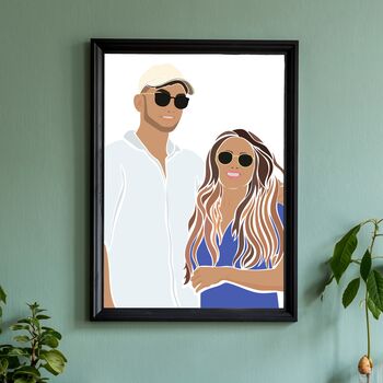 Custom Wedding Engagement Couple Family Portrait Print, 6 of 11