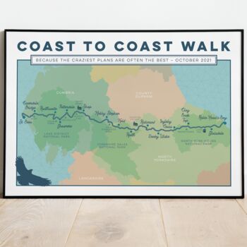 Personalised Wainwright's Coast To Coast Walk Map Print, 3 of 10