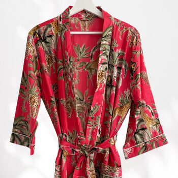 Giraffe Print Cotton Dressing Gown Kimono, 2 of 2