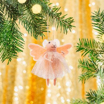 Christmas Felt Pink Fairy Mouse, 2 of 3