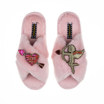 Classic Laines Slippers With Cupid And Love Brooch, 3 of 7