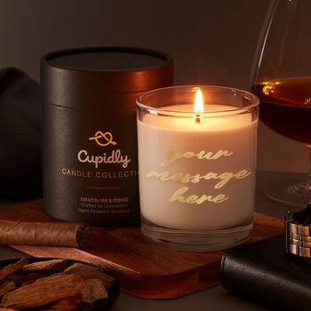 Personalised Scented Candle For Him | Custom Message Candle | Soy Wax | By Cupidly | Smells Manly | Add Your Text, 2 of 6
