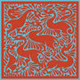 William De Morgan Fantastic Ducks Rust And Blue Luxury Silk Scarf, thumbnail 4 of 4