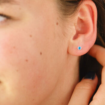 Sterling Silver Birthstone Stud Earrings, 5 of 11