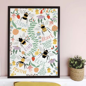 Personalised Bee Positive Art Print, 2 of 4