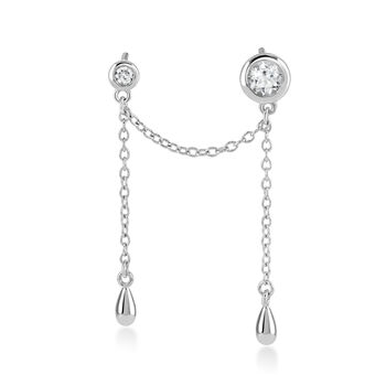 Double Post Drop Earrings With White Topaz, 2 of 3