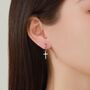 Sterling Silver Minimalist Cross Huggie Hoop Earrings, thumbnail 5 of 12