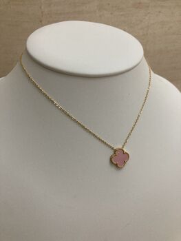 Double Sided Pink Clover Necklace, 2 of 5