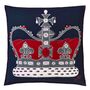 The Crown Jubilee Souvenir Cushion In Navy Wool, thumbnail 1 of 3