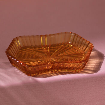 Vintage Art Deco Glass Trinket Bowl / Dish Amber, 3 of 3
