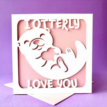 Otterly Love You Papercut Valentine's Card, 3 of 5