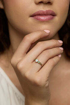 Emerald And White Opal Gold Ring, 2 of 9