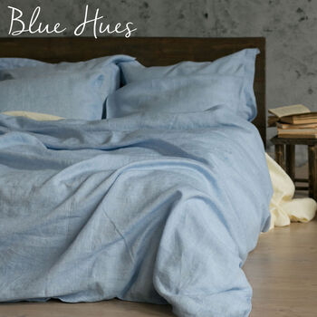 Linen Double Duvet Cover Set With Four Pillowcases, 7 of 12