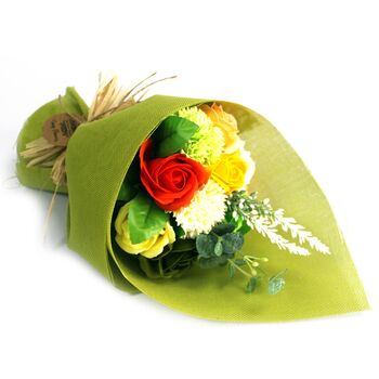 Standing Soap Flower Bouquet Green Yellow Gift, 2 of 3