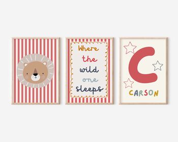 Childrens Personalised Safari Themed Print Set, 3 of 4