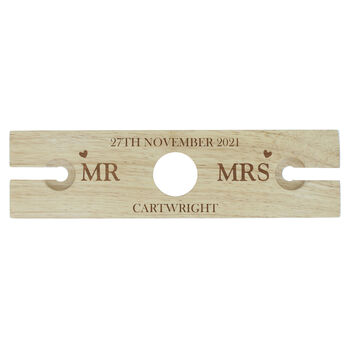 Personalised Married Couple Wine Glass And Bottle Holder – Perfect Wedding Gift, 6 of 6