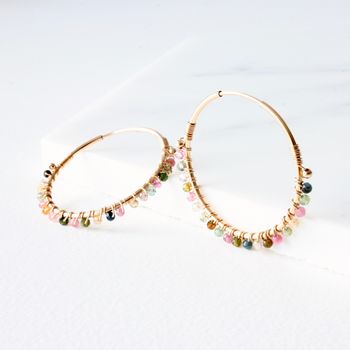Tourmaline Wrapped Hoops, 3 of 3