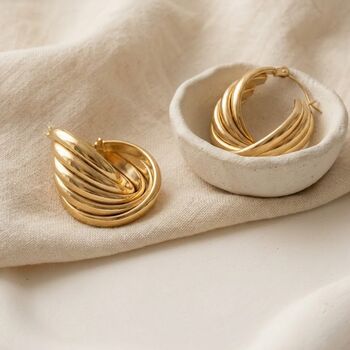 Twisted Hoops Gold Non Tarnish Waterproof, 3 of 9