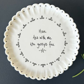 East Of India Porcelain Kitchen Coaster Gift For Friends Have Tea With Me, 2 of 4