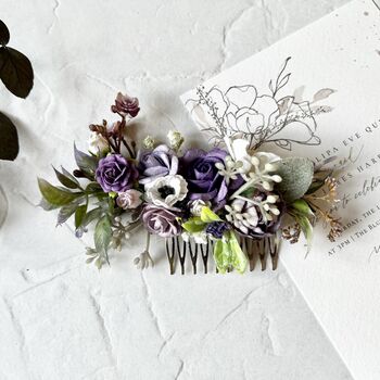 Purple And Lilac Flower Hair Comb, 3 of 6