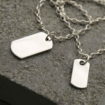 Sterling Silver Small Solid Dog Tag Necklace, 5 of 6