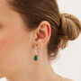 Pear Emerald Color Sterling Silver Drop Earrings, thumbnail 4 of 4