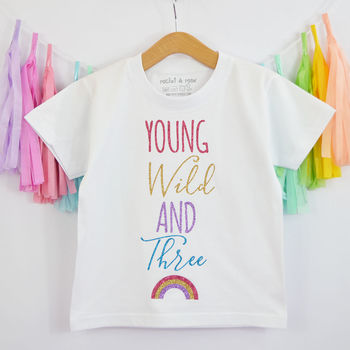 'Young Wild And Three' Rainbow Kids T Shirt, 3 of 5
