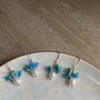 Blue Forget Me Not Flower And Pearl Dangle Earrings, thumbnail 1 of 3