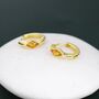 Tiny Rhombus Citrine Yellow Cz Huggie Hoop In Sterling Silver, thumbnail 4 of 11