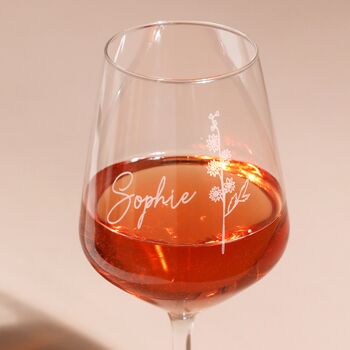 Personalised Birth Flower Wine Glass, 3 of 7