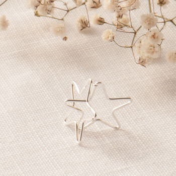 Small Star Sterling Silver Sleeper Earrings, 2 of 12