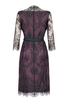 Long Sleeve Lace Dress In Midnight And Currant, 3 of 3