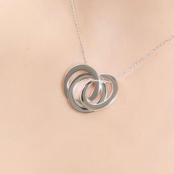 Personalised Heavy Sterling Silver Triple Interlinked Circles Necklace, 4 of 12