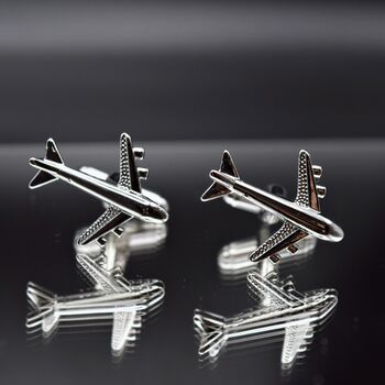 Plane Silver Cufflinks Gift Pilor Airplane, 3 of 4