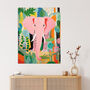 Pink Elephant Jungle Animal Fun Multi Wall Art Print, thumbnail 1 of 6
