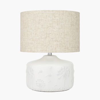 White Small Floral Ceramic Table Lamp, 3 of 9